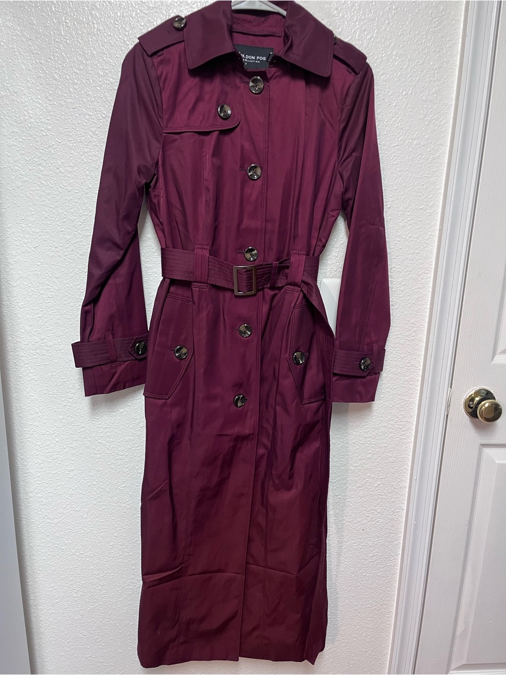 London Fog Women's Long Trench Coat in Deep Burgundy